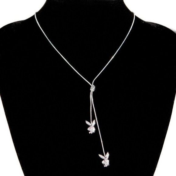 Playboy Y Necklace Bunny Charms Swarovski Crystals - Picture 8 of 10